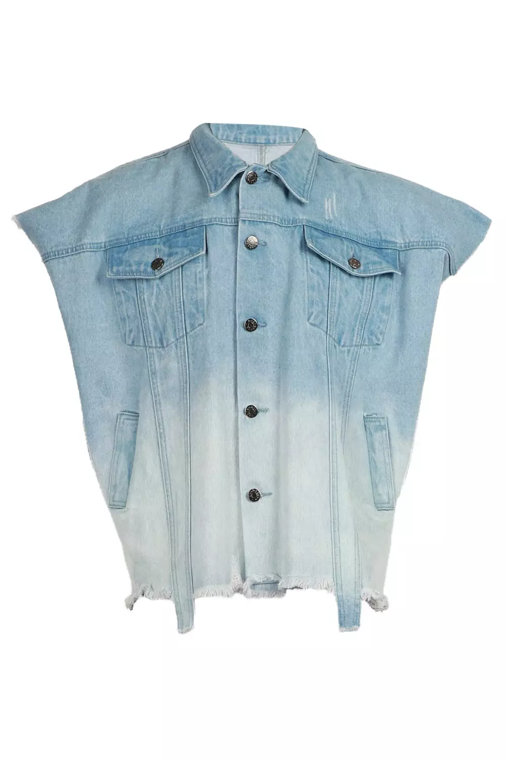 Ombre Effect Sleeveless Denim Jacket